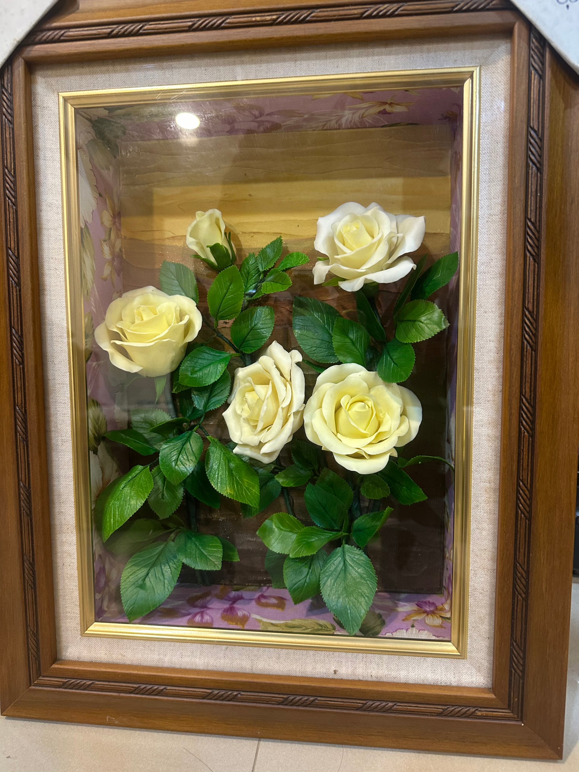 凝露金香黃玫瑰-3D立體捏塑畫